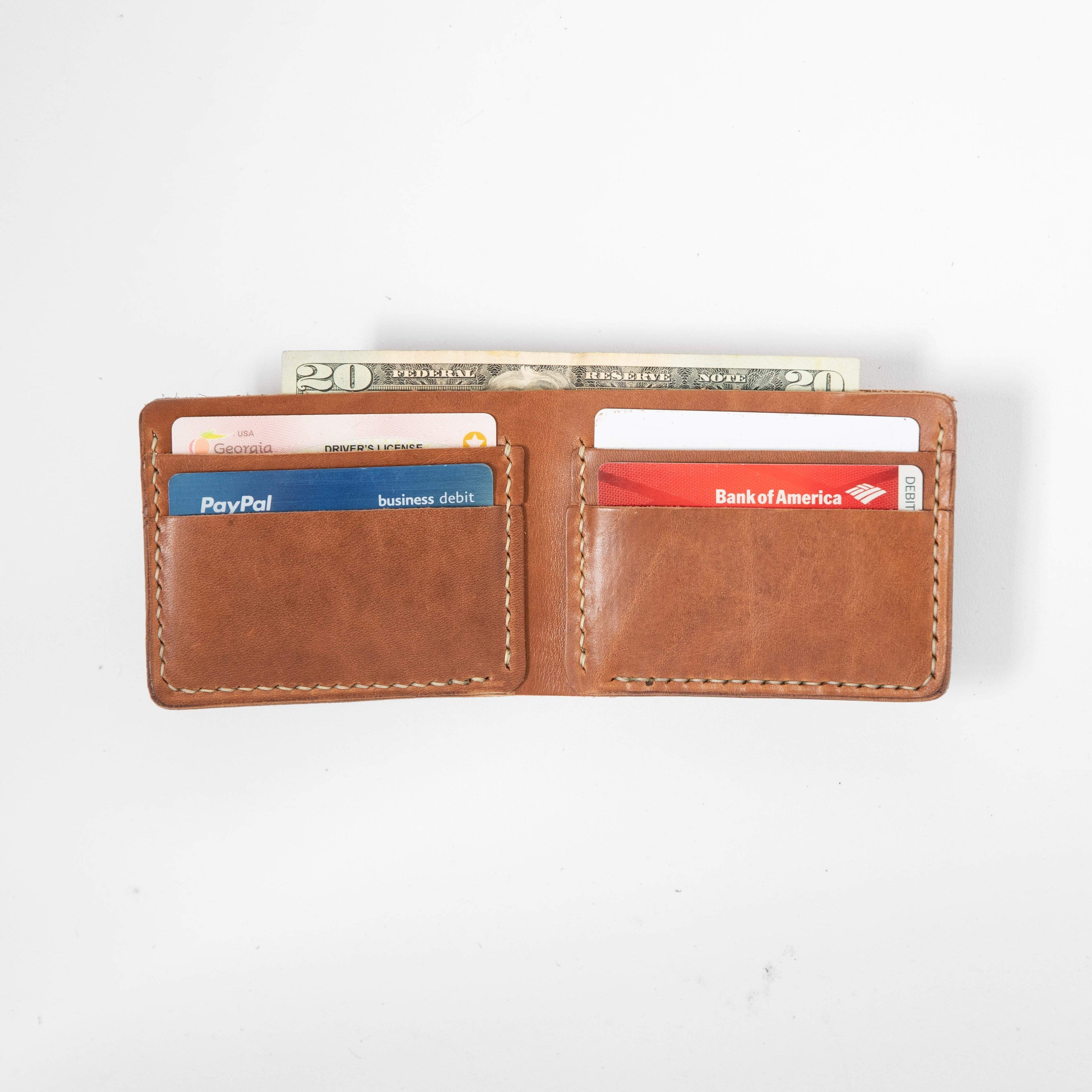 Cognac Billfold- leather billfold wallet - mens leather bifold wallet - KMM &amp; Co.