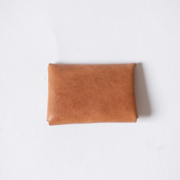 Cognac Card Envelope- card holder wallet - leather wallet made in America at KMM &amp; Co.