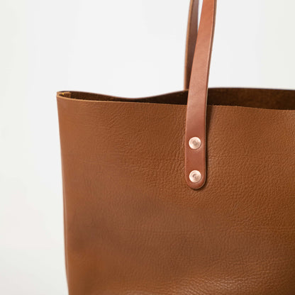 Cognac Cypress East West Tote- cognac tote bag handmade in America