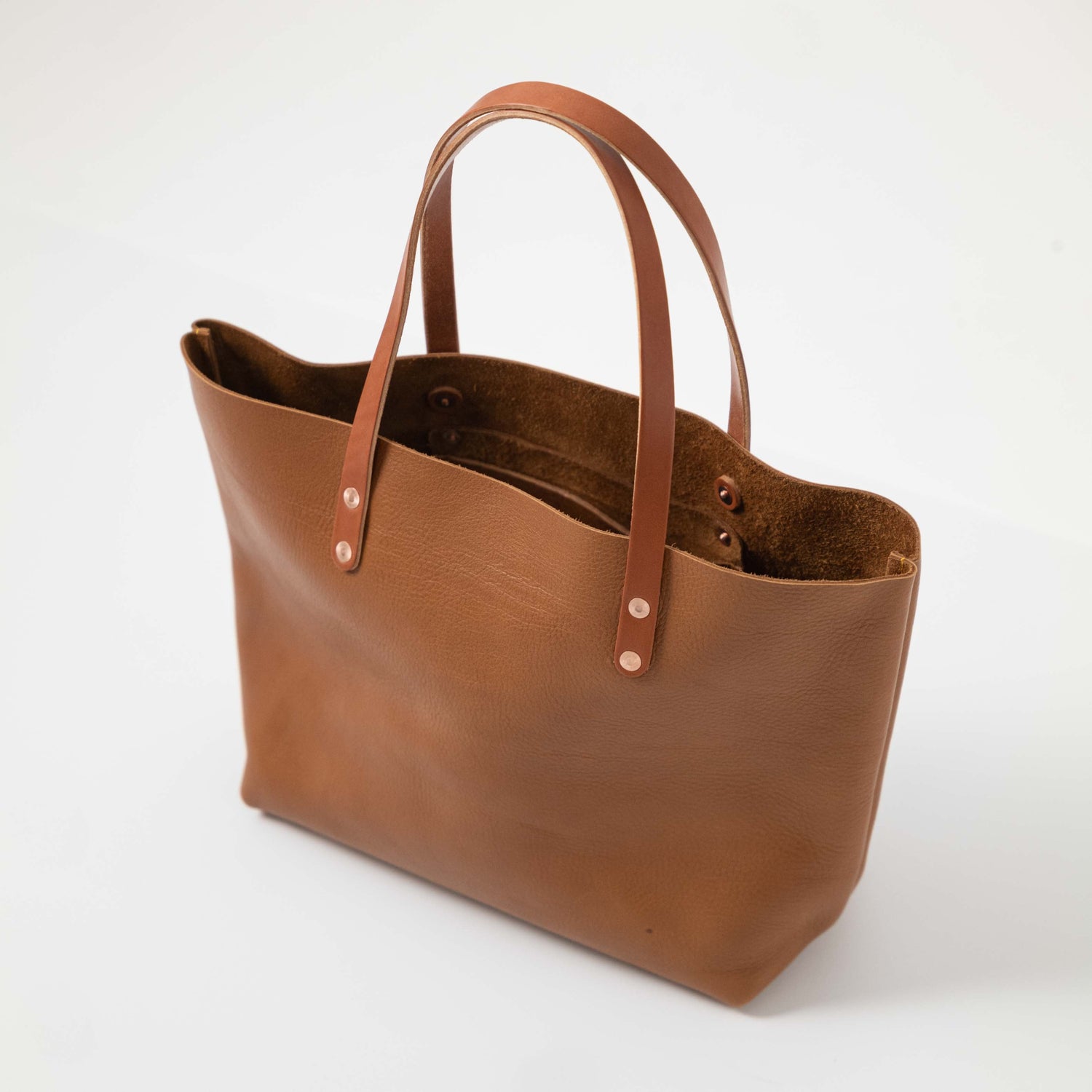 Cognac Cypress East West Tote- cognac tote bag handmade in America