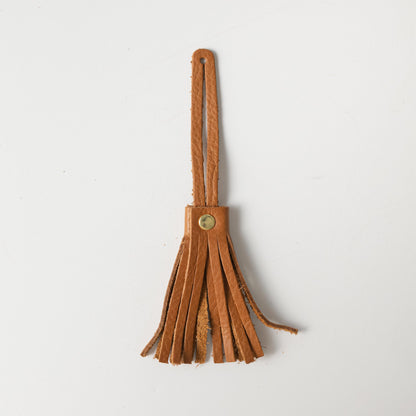 Cognac Cypress Leather Tassel- leather tassel keychain - KMM &amp; Co.