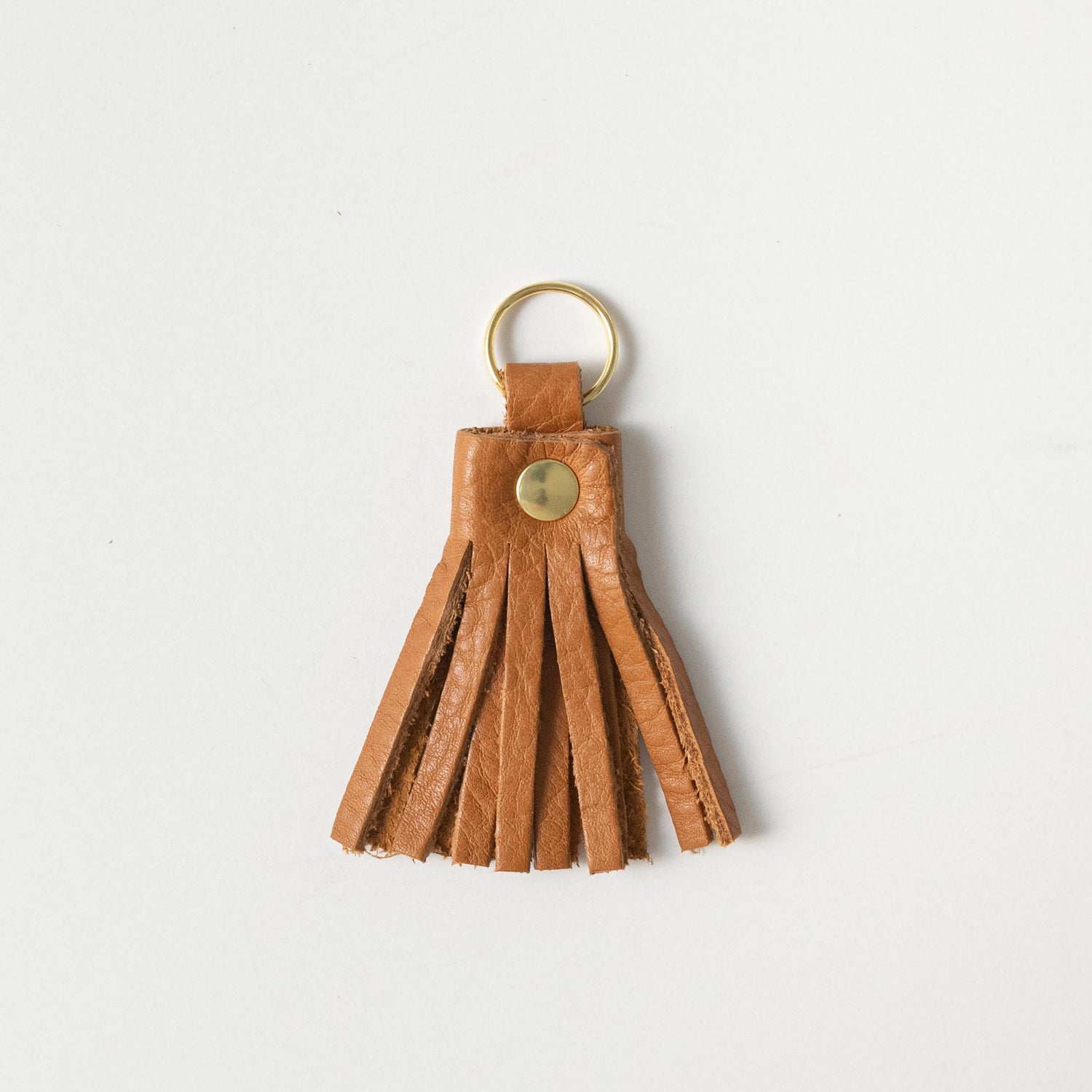 Cognac Cypress Tassel Keychain- leather tassel keychain - KMM &amp; Co.