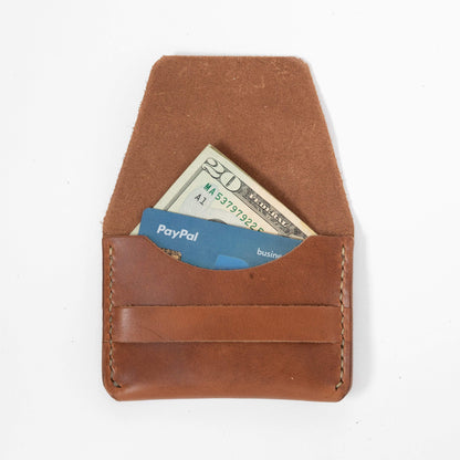 Cognac Flap Wallet- mens leather wallet - handmade leather wallets at KMM &amp; Co.