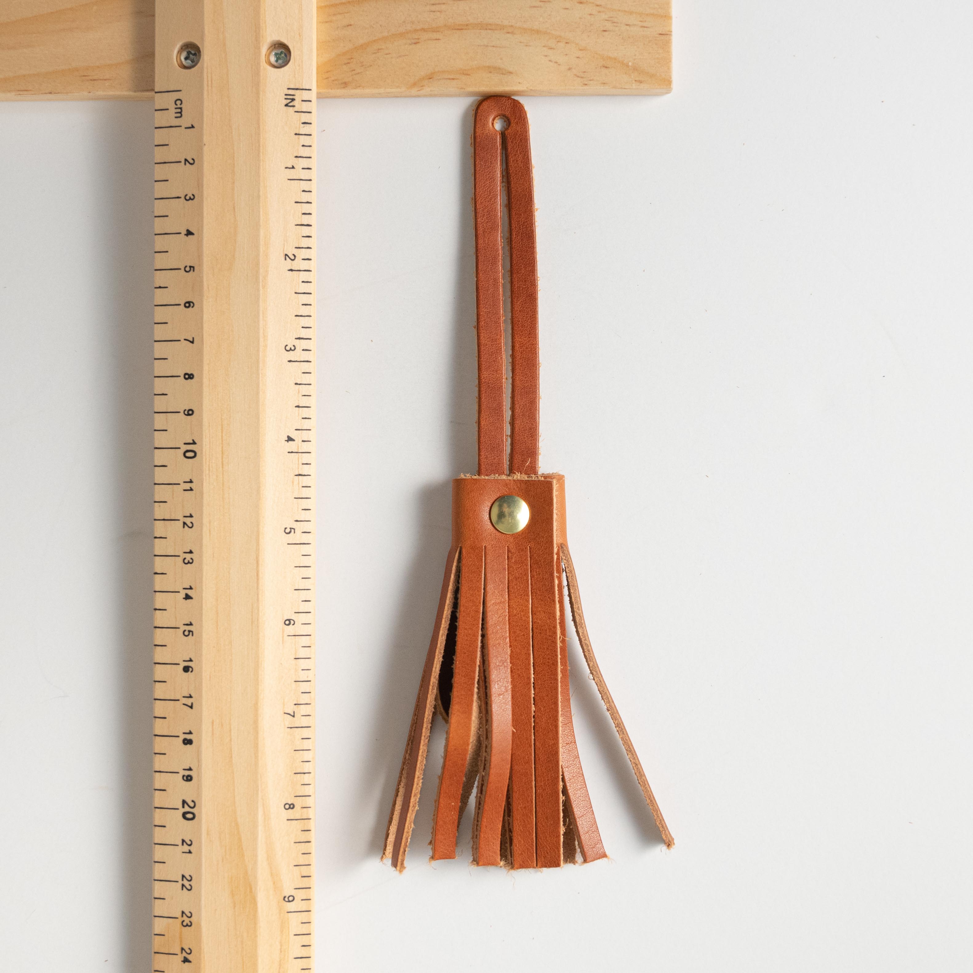 Cognac Heritage Leather Tassel- leather tassel keychain - KMM &amp; Co.