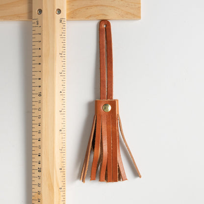 Cognac Heritage Leather Tassel- leather tassel keychain - KMM &amp; Co.