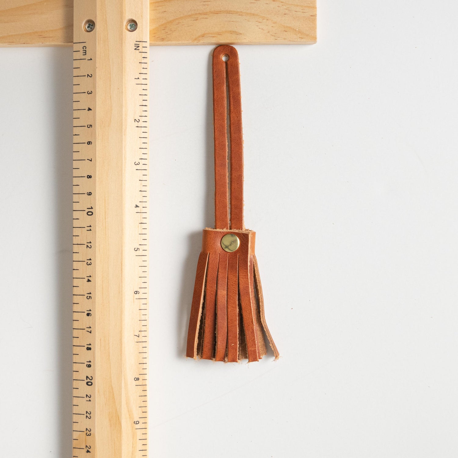 Cognac Heritage Mini Tassel- leather tassel keychain - KMM &amp; Co.