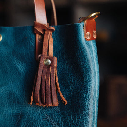 Cognac Heritage Mini Tassel- leather tassel keychain - KMM &amp; Co.