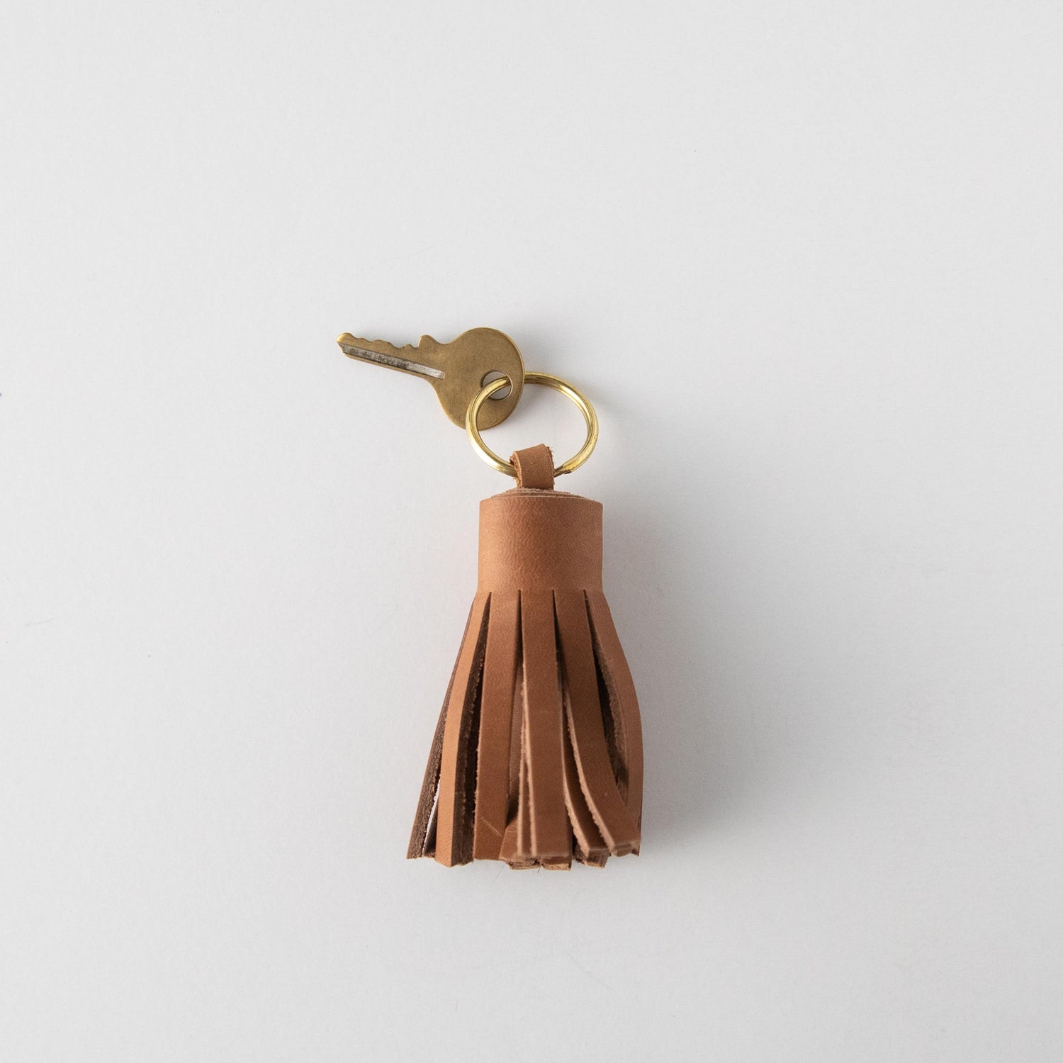 Cognac Tassel Keychain- leather tassel keychain - KMM &amp; Co.