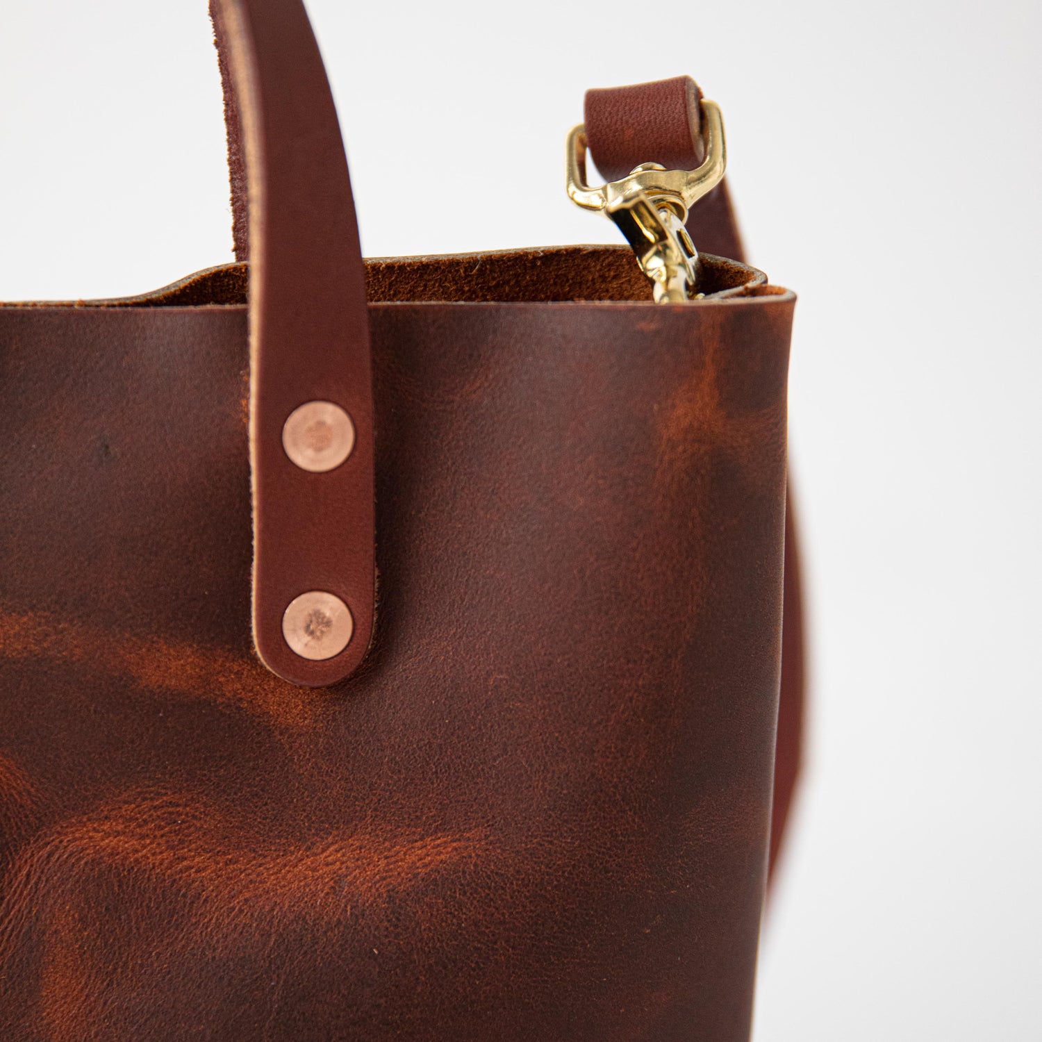 Leather Tote Bag: Copper Mini Tote