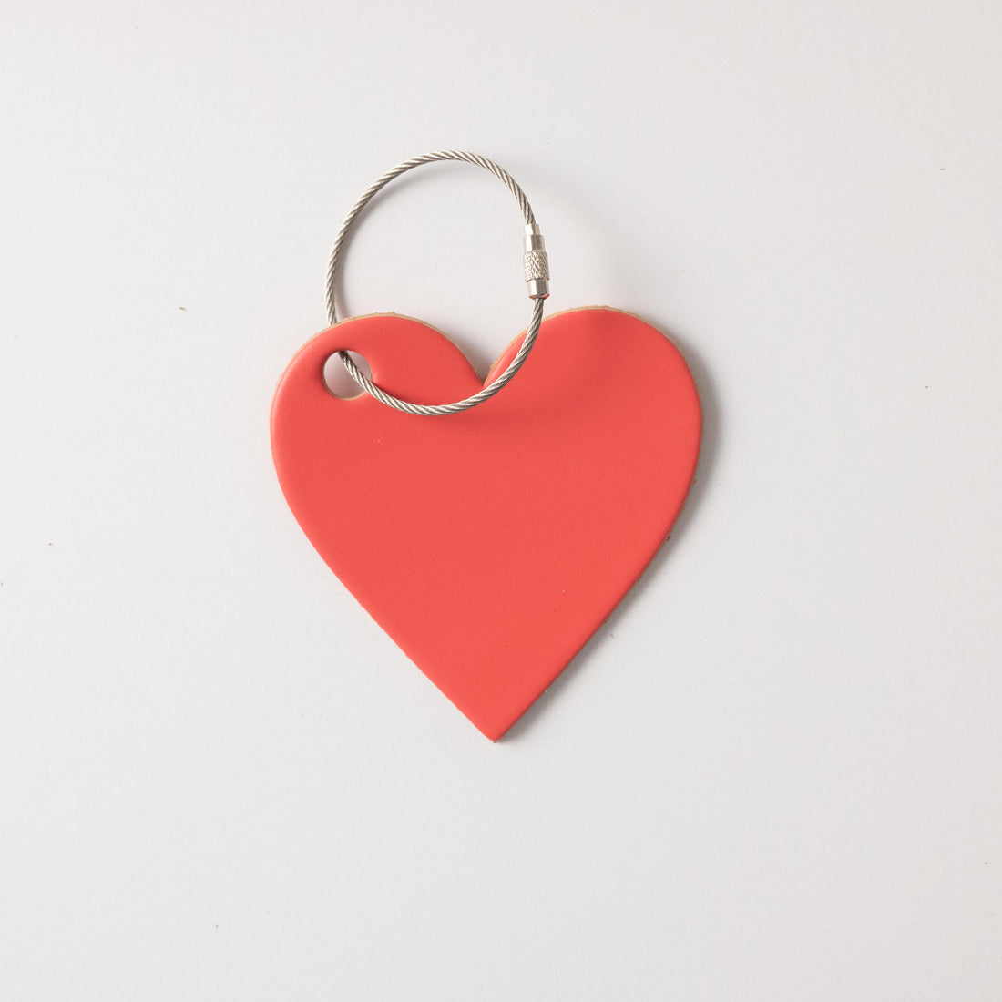 Coral Leather Heart Tag- personalized luggage tags - custom luggage tags - KMM &amp; Co.