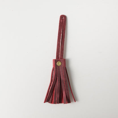 Cranberry Crazy Horse Leather Tassel- leather tassel keychain - KMM &amp; Co.