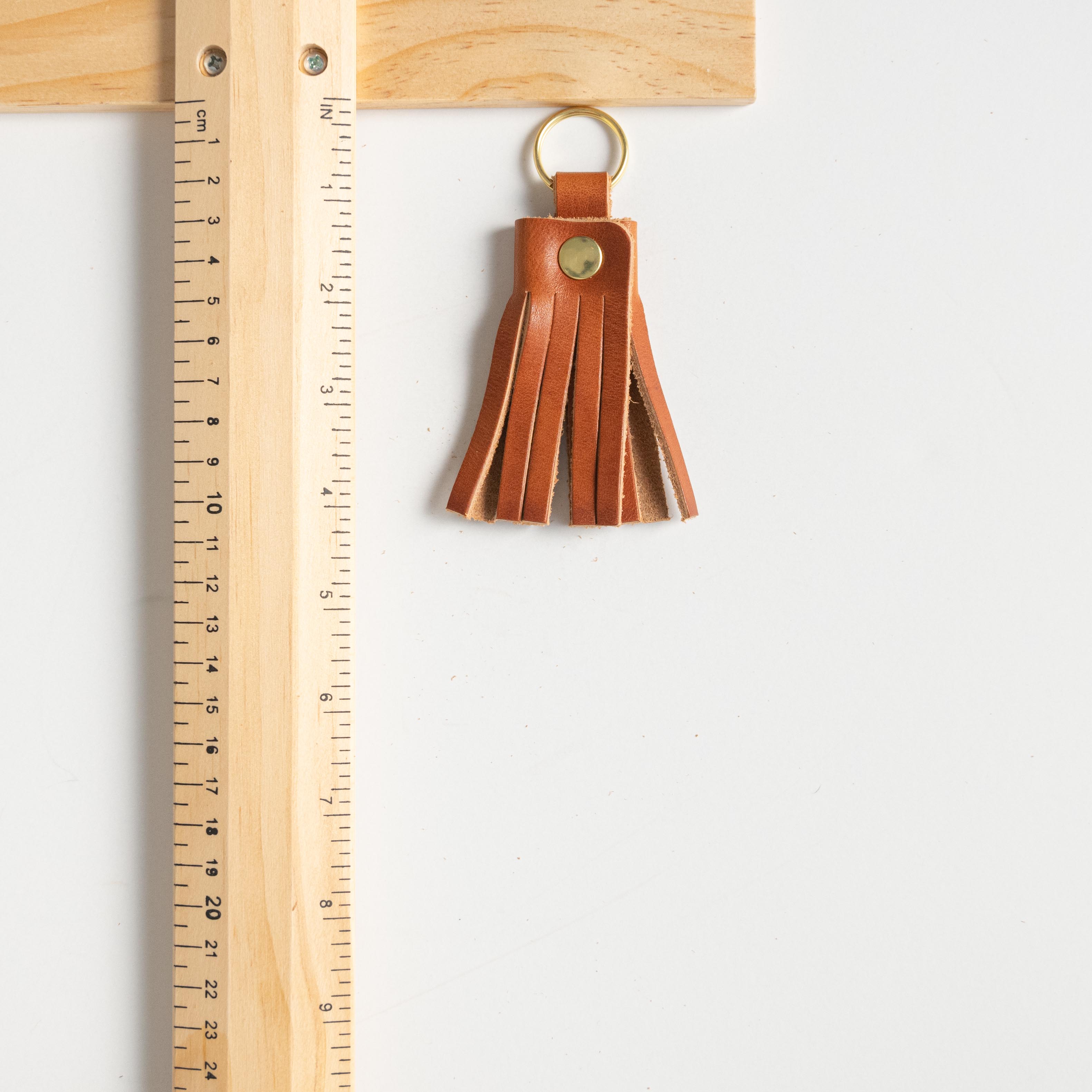 Cranberry Crazy Horse Tassel Keychain- leather tassel keychain - KMM &amp; Co.