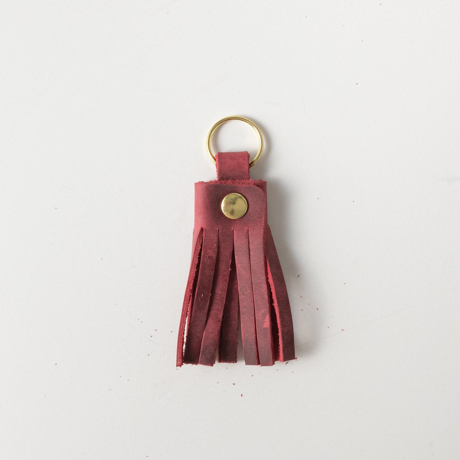 Cranberry Crazy Horse Tassel Keychain- leather tassel keychain - KMM &amp; Co.