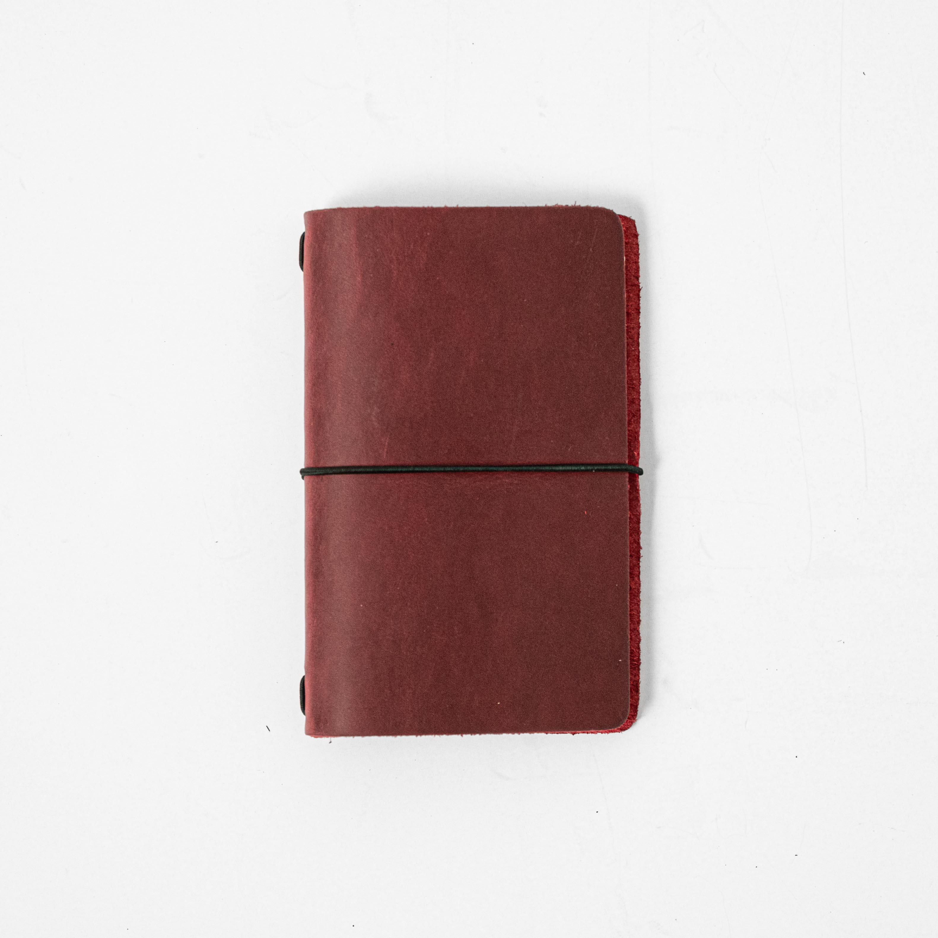 Cranberry Crazy Horse Travel Notebook- leather journal - leather notebook - KMM &amp; Co.