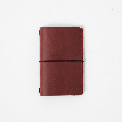 Cranberry Crazy Horse Travel Notebook- leather journal - leather notebook - KMM &amp; Co.