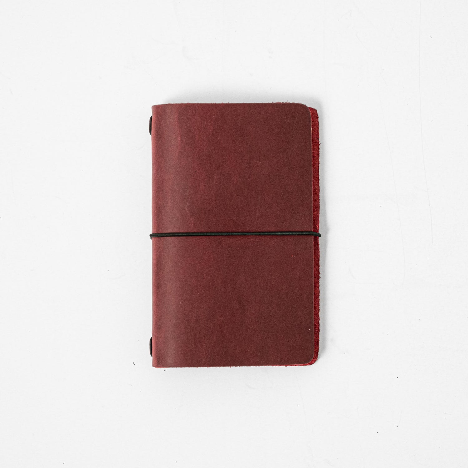 Cranberry Crazy Horse Travel Notebook- leather journal - leather notebook - KMM &amp; Co.