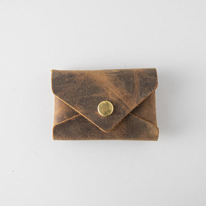 Crazy Horse Card Envelope- card holder wallet - leather wallet made in America at KMM &amp; Co.