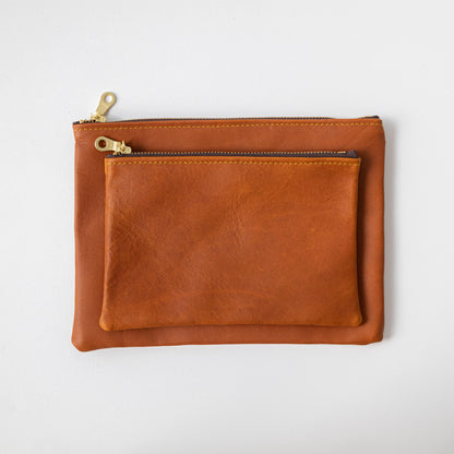 Cypress Medium Zip Pouch- leather zipper pouch - KMM &amp; Co.