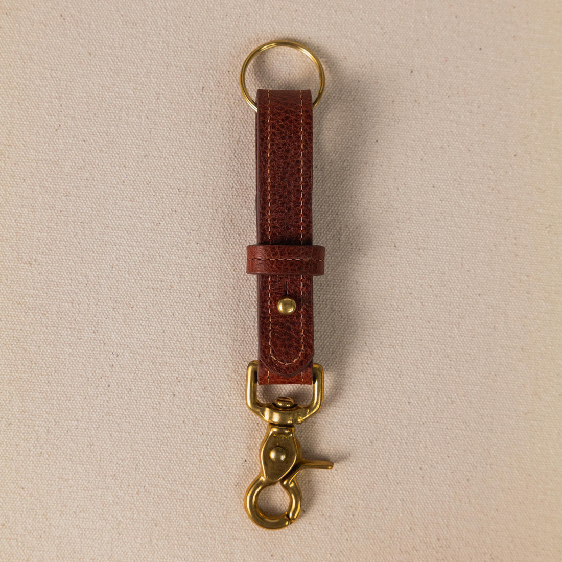 Dark Tan Bulldog Key Lanyard- leather keychain for men and women - KMM &amp; Co.