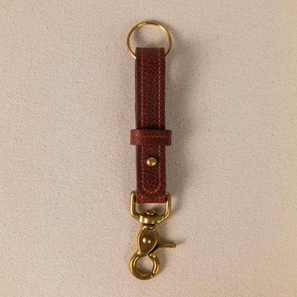 Dark Tan Bulldog Key Lanyard- leather keychain for men and women - KMM &amp; Co.