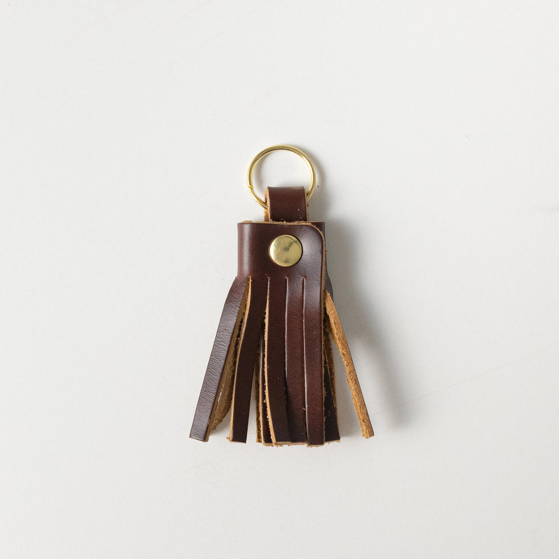 Dark Tan Heritage Tassel Keychain- leather tassel keychain - KMM &amp; Co.