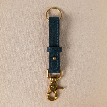 Dark Teal Bulldog Key Lanyard- leather keychain for men and women - KMM &amp; Co.