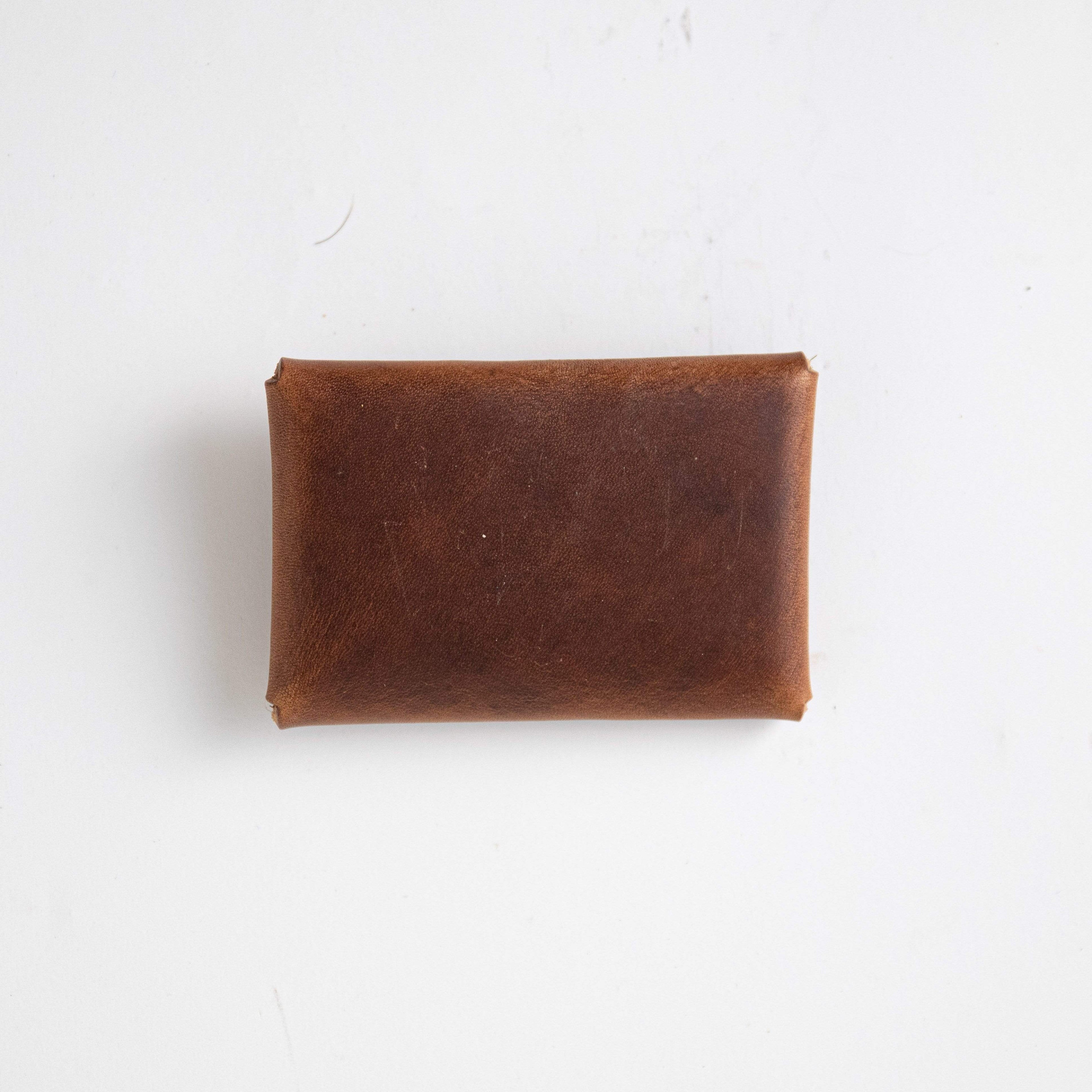 English Tan Card Envelope- card holder wallet - leather wallet made in America at KMM &amp; Co.