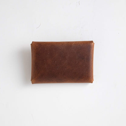 English Tan Card Envelope- card holder wallet - leather wallet made in America at KMM &amp; Co.