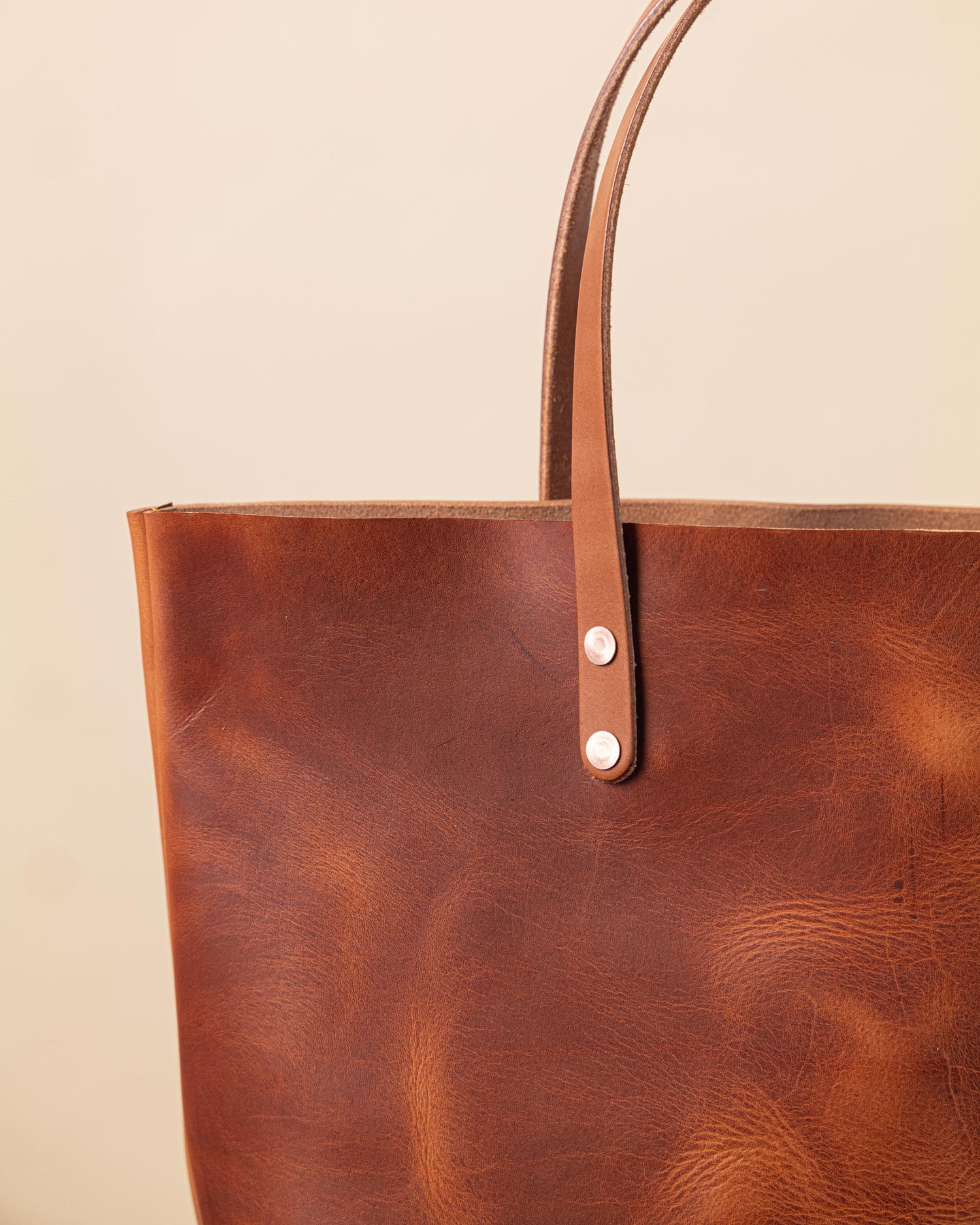 English Tan Dublin East West Tote- brown tote bag handmade in America