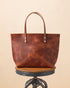 English Tan Dublin East West Tote- brown tote bag handmade in America