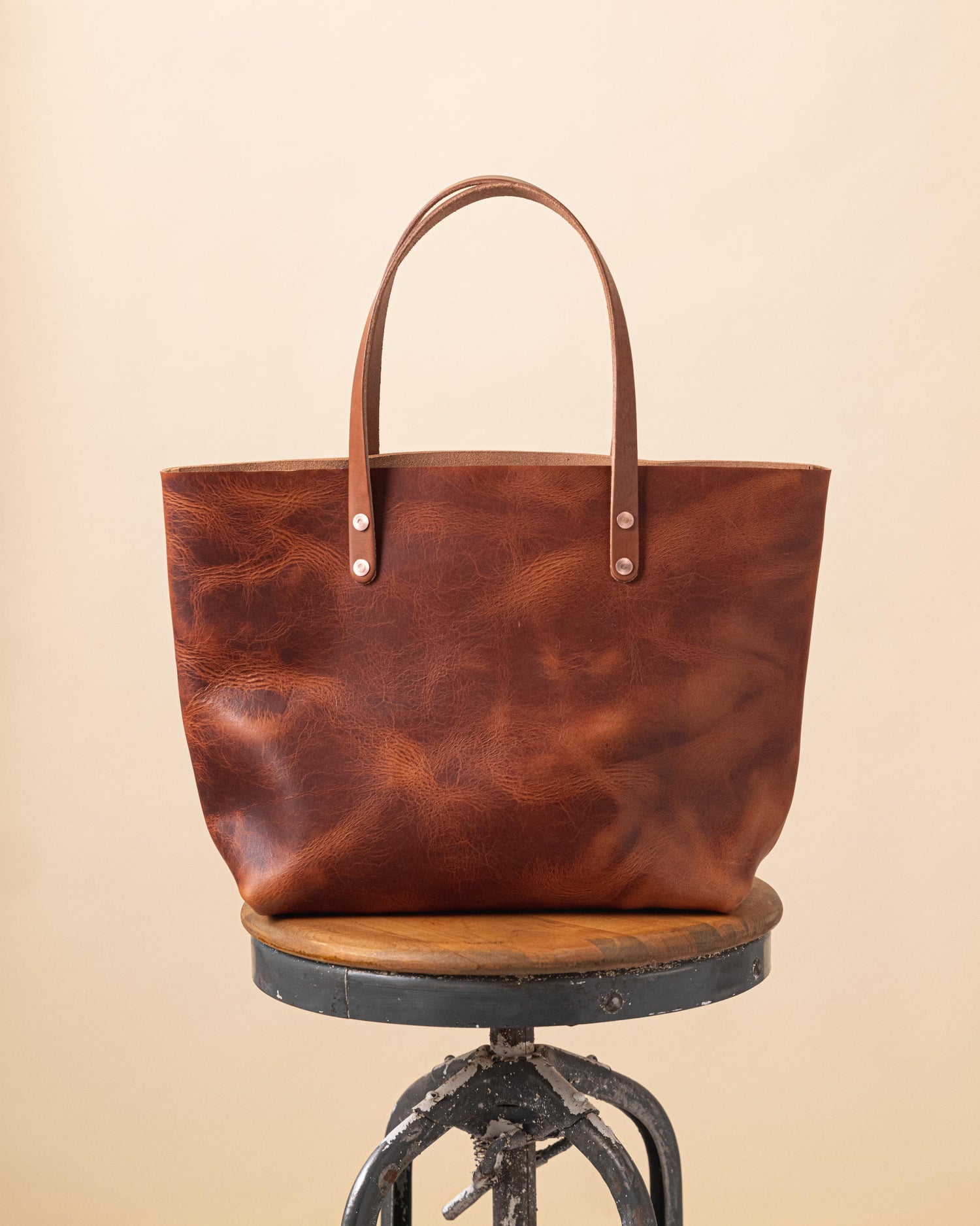 English Tan Dublin East West Tote- brown tote bag handmade in America