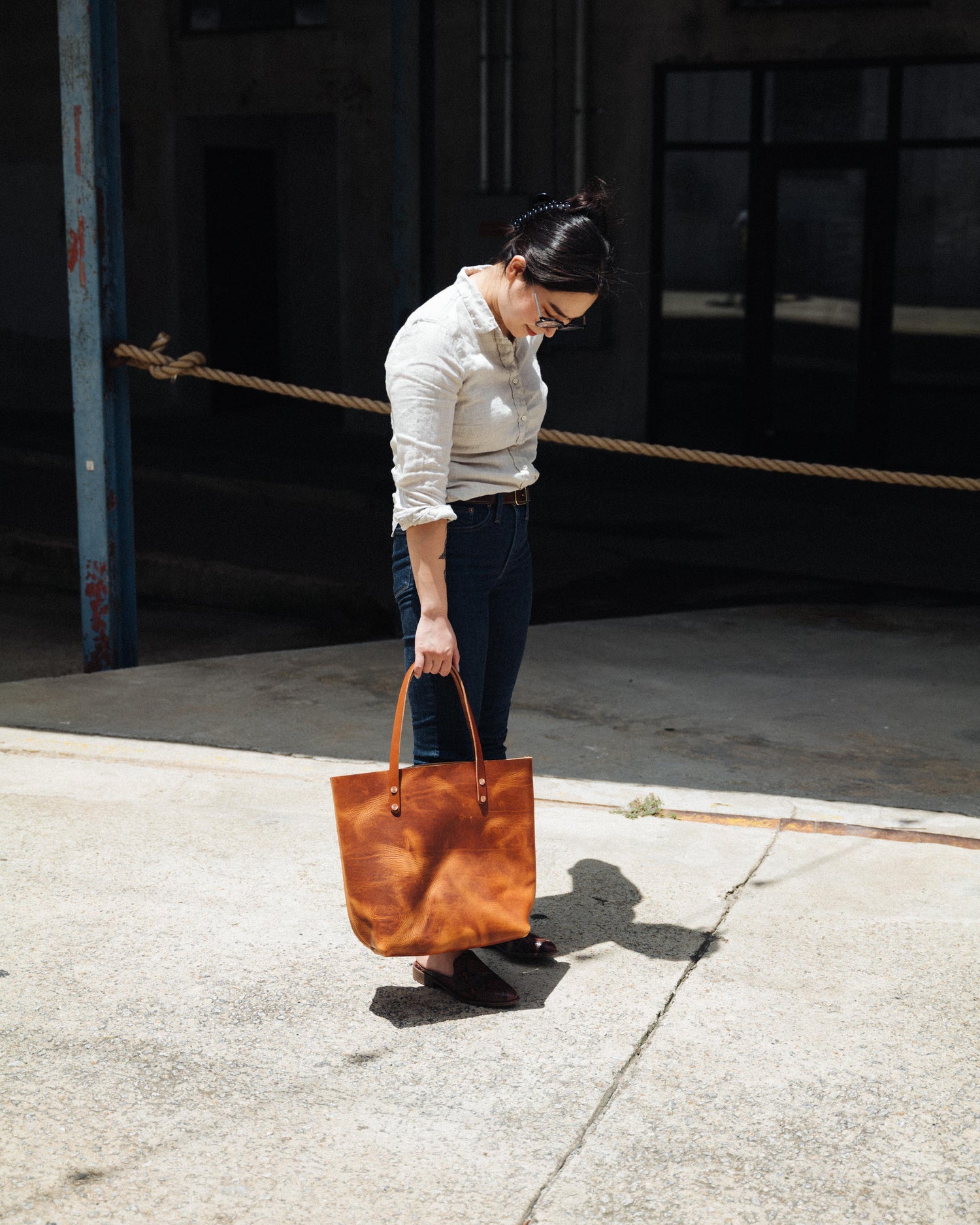 English Tan Dublin Tote- brown tote bag handmade in America