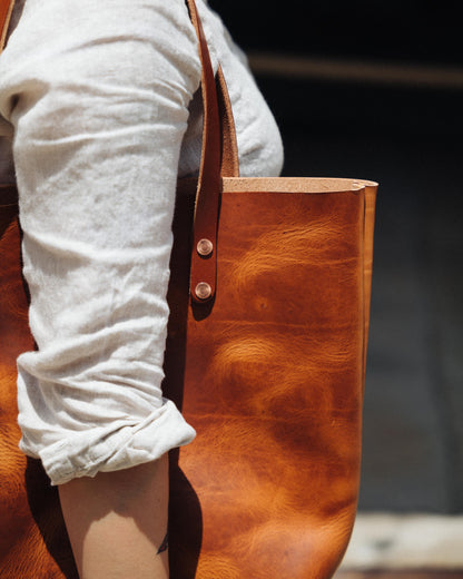 English Tan Dublin Tote- brown tote bag handmade in America