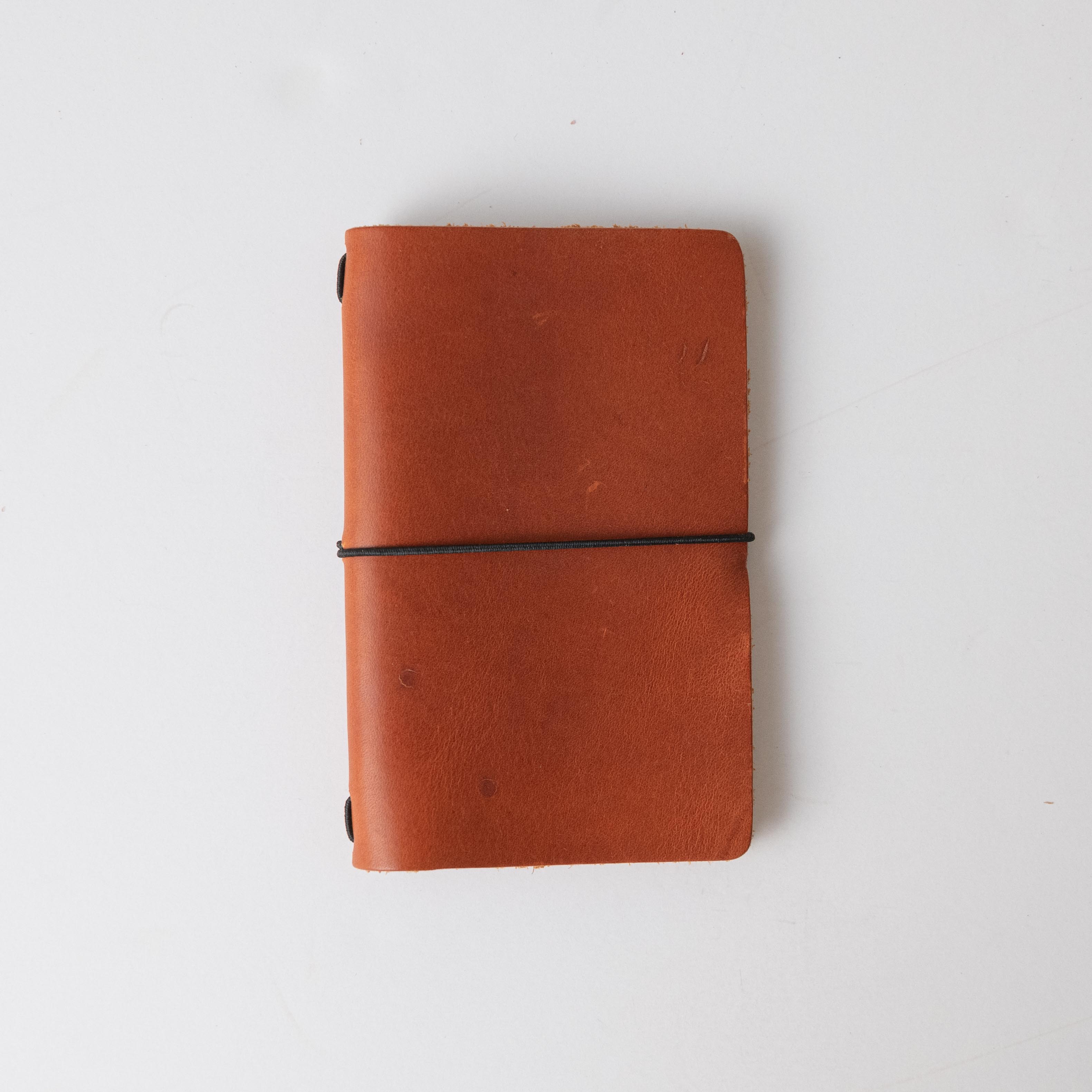 English Tan Dublin Travel Notebook- leather journal - leather notebook - KMM &amp; Co.