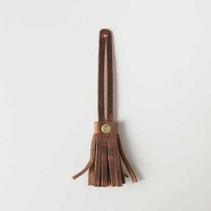 English Tan Mini Tassel- leather tassel keychain - KMM &amp; Co.