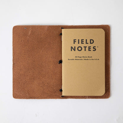English Tan Travel Notebook- leather journal - leather notebook - KMM &amp; Co.