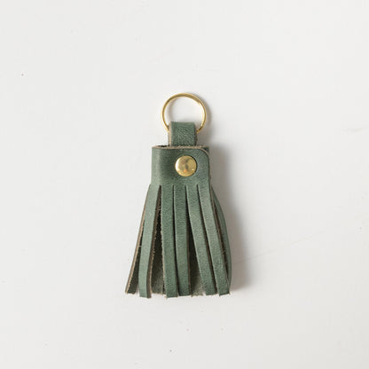 Eucalyptus Tassel Keychain- leather tassel keychain - KMM &amp; Co.