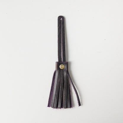 Glossy Purple Leather Tassel- leather tassel keychain - KMM &amp; Co.