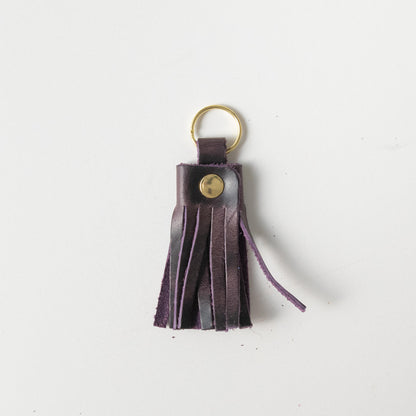 Glossy Purple Tassel Keychain- leather tassel keychain - KMM &amp; Co.