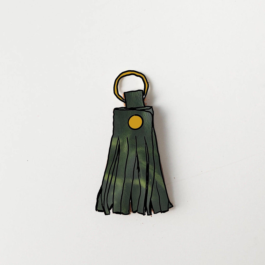 Green Cheaha Tassel Keychain- leather tassel keychain - KMM & Co.