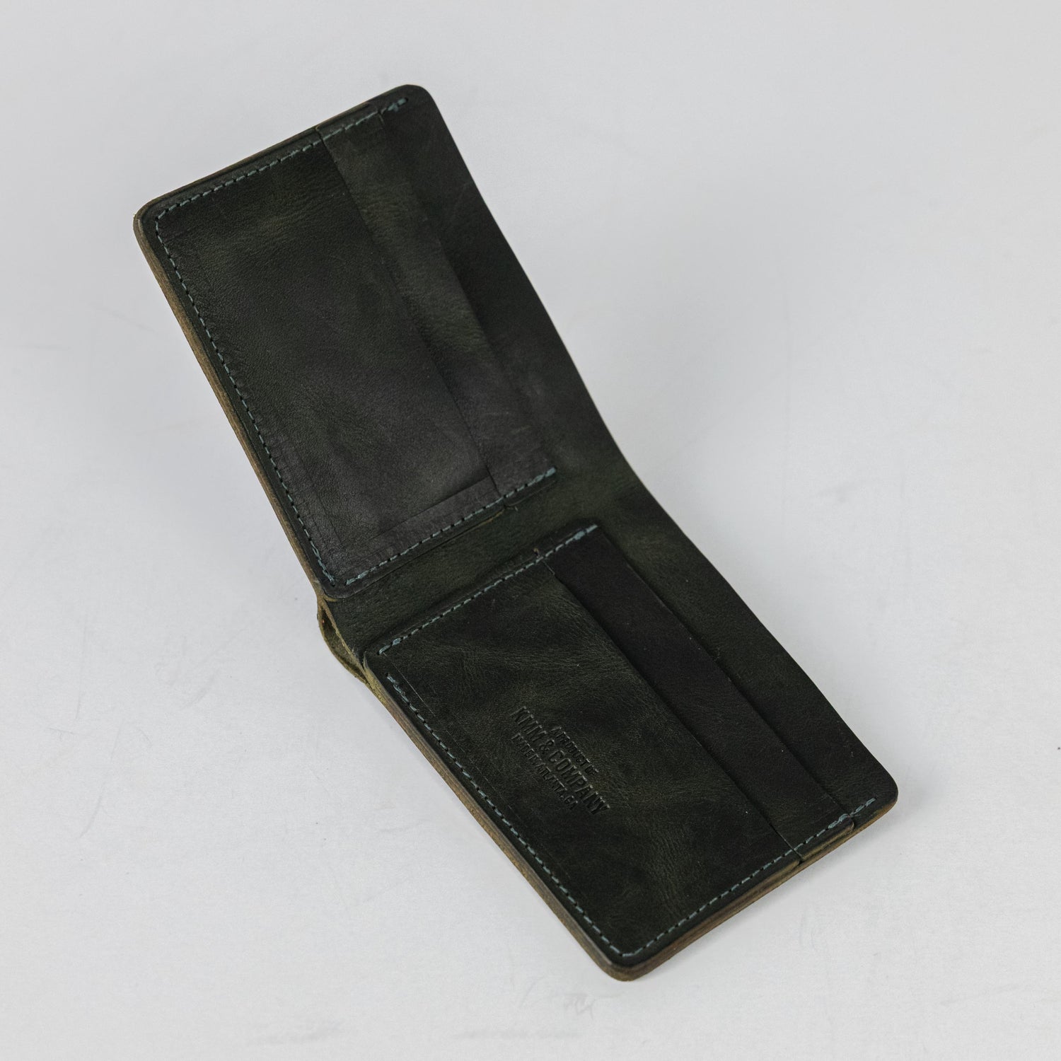 Green Dublin Billfold- leather billfold wallet - mens leather bifold wallet - KMM &amp; Co.