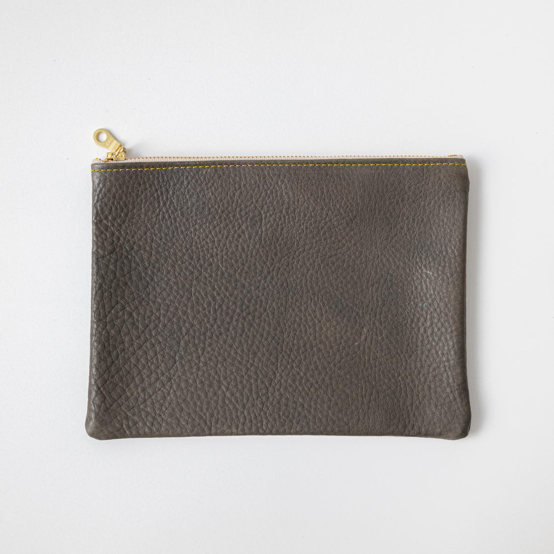 Grey Cypress Medium Zip Pouch- leather zipper pouch - KMM & Co.