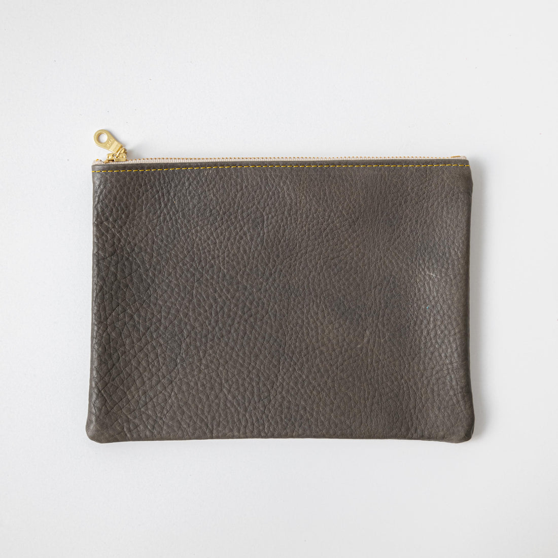Grey Cypress Medium Zip Pouch- leather zipper pouch - KMM &amp; Co.
