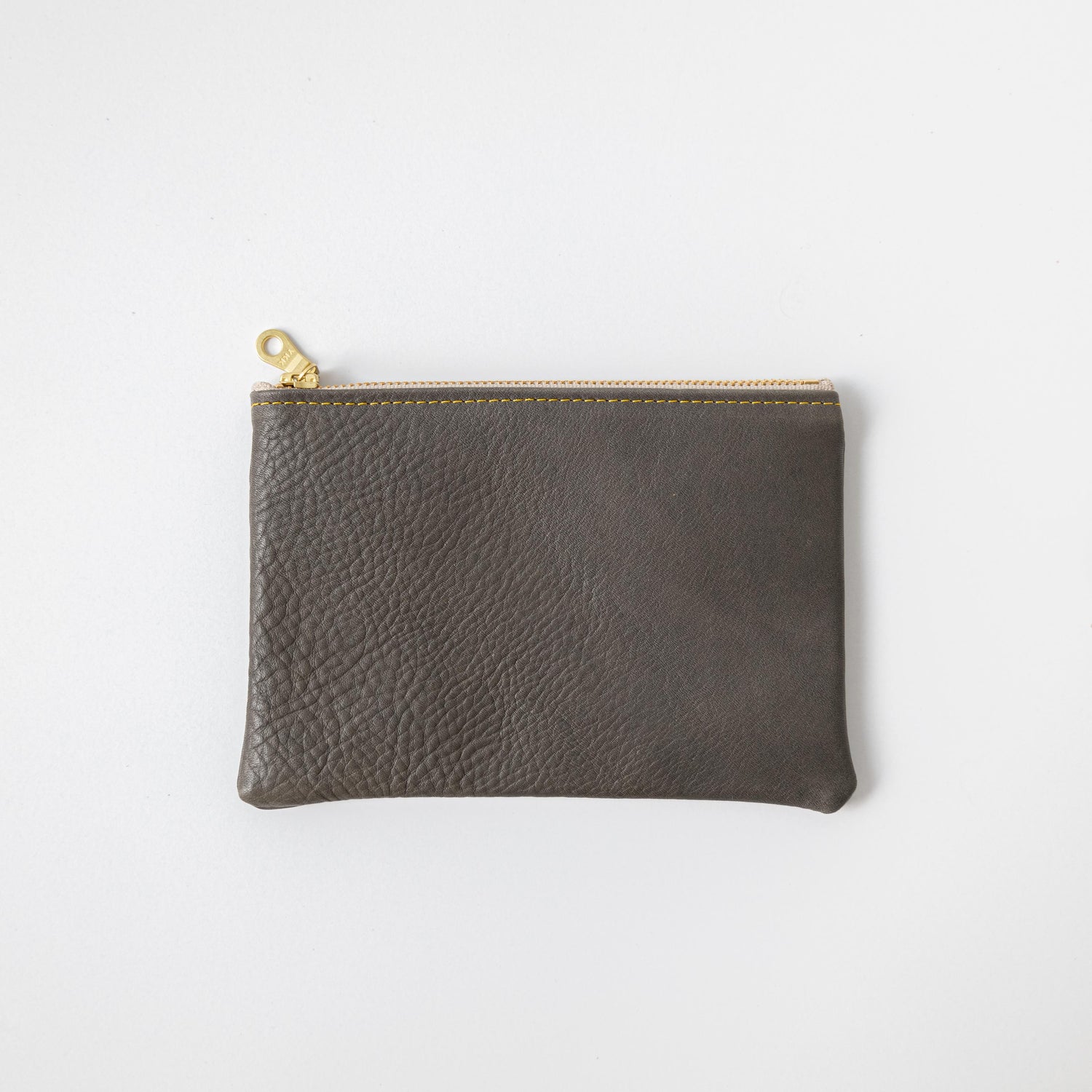 Grey Cypress Small Zip Pouch- small zipper pouch - leather zipper pouch - KMM &amp; Co.