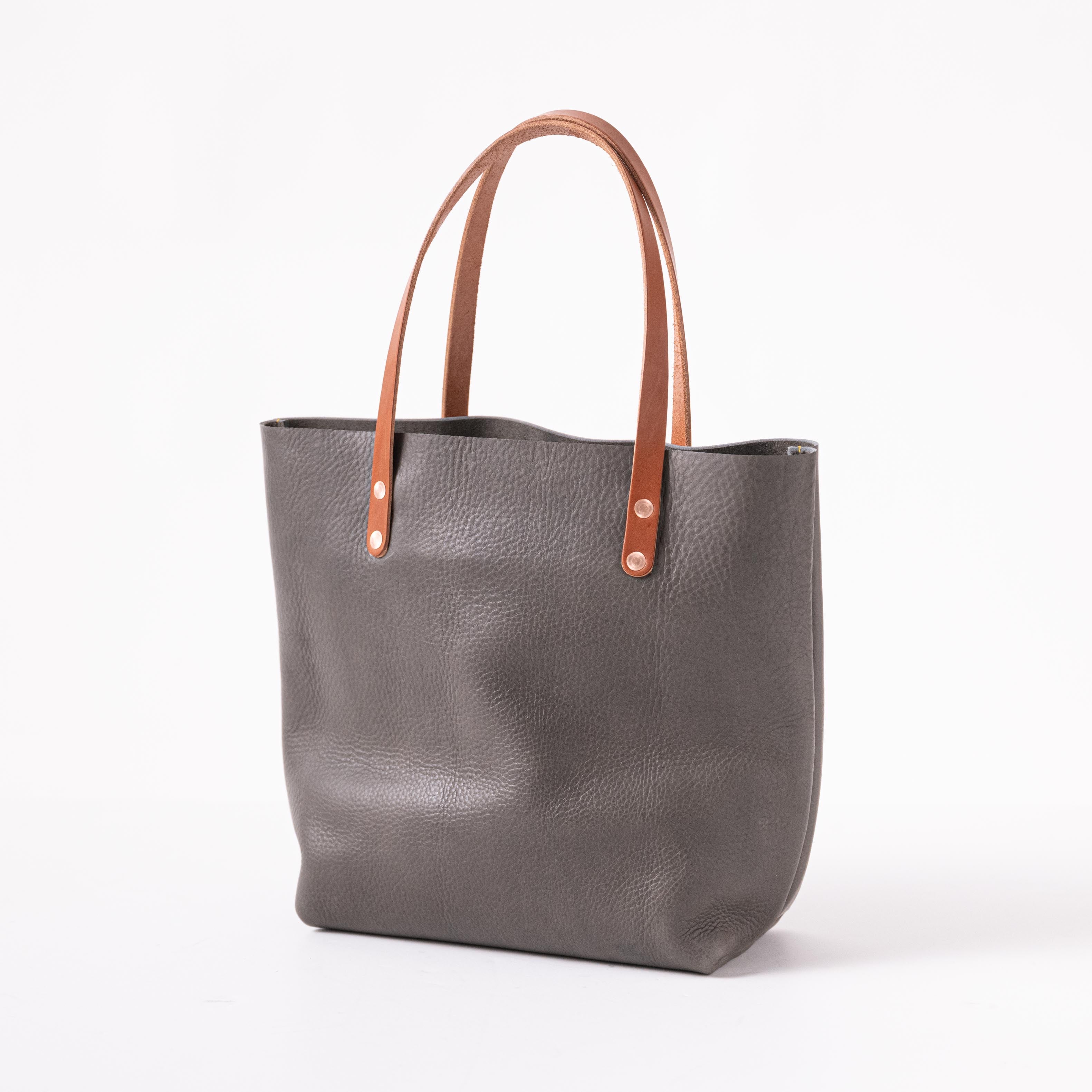 Grey Cypress Tote Leather Tote bag made in the USA by KMM Co