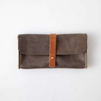 Grey Kodiak Clutch Wallet- leather clutch bag - leather handmade bags - KMM &amp; Co.