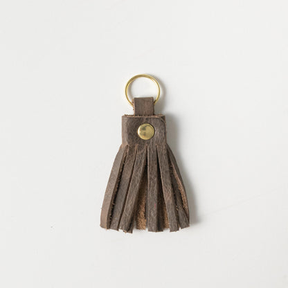 Grey Kodiak Tassel Keychain- leather tassel keychain - KMM &amp; Co.