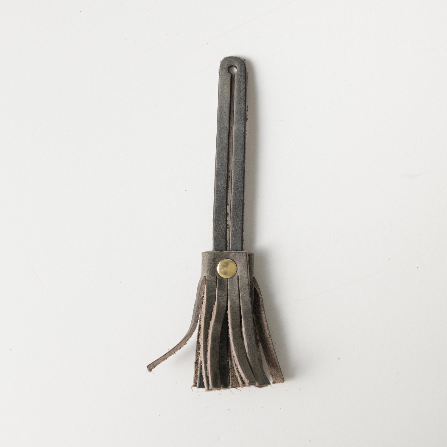 Grey Sky Mini Tassel- leather tassel keychain - KMM &amp; Co.