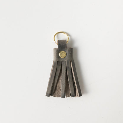 Grey Sky Tassel Keychain- leather tassel keychain - KMM &amp; Co.