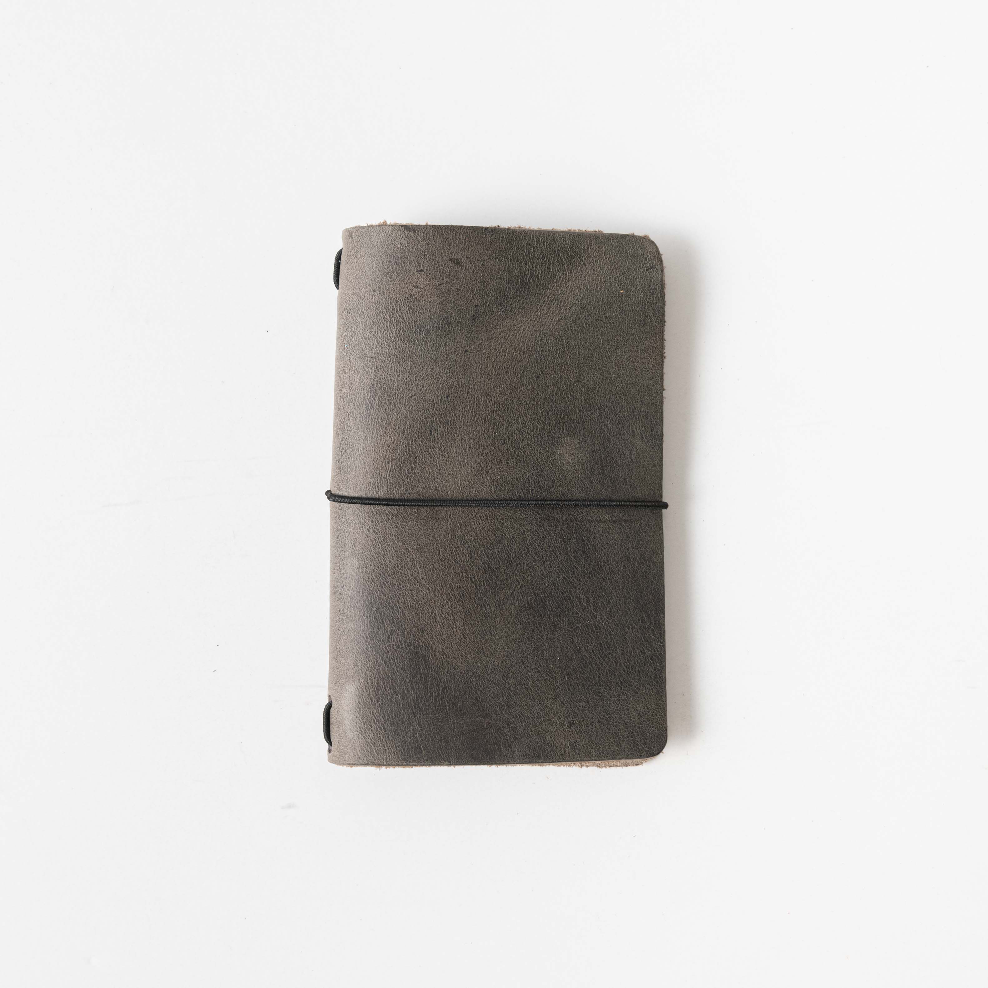 Grey Sky Travel Notebook- leather journal - leather notebook - KMM &amp; Co.